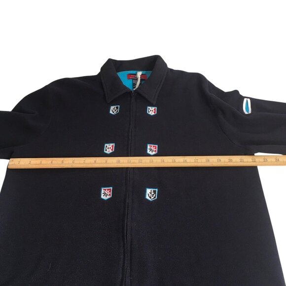 Nautical Moving Bleu Sweater Women Large Navy Blue Full Zip Embroidered Cardigan - Picture 7 of 16